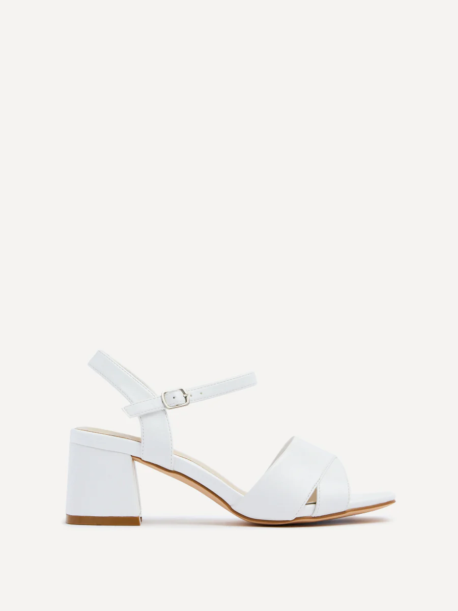 Vivian Wide Fit White Block Heel Sandals