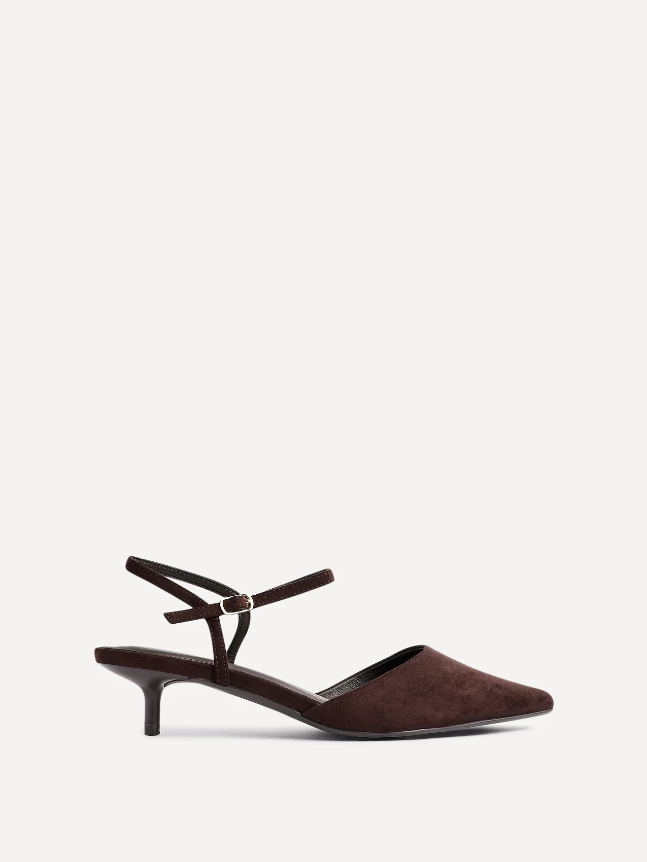 Vogue Brown Faux Suede Kitten Court Heels - Image 2