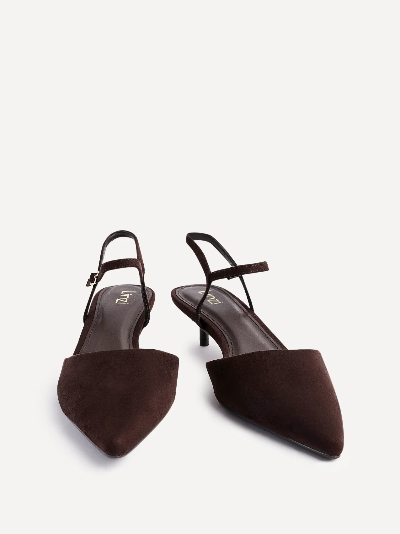 Vogue Brown Faux Suede Kitten Court Heels - Image 3
