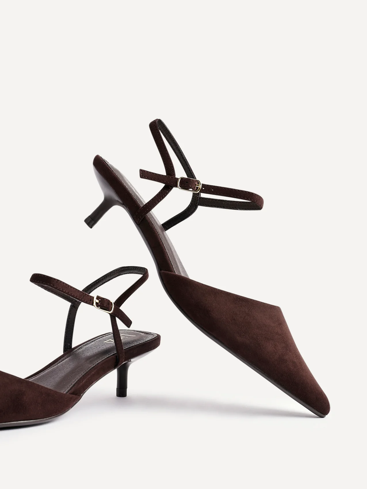 Vogue Brown Faux Suede Kitten Court Heels - Image 5