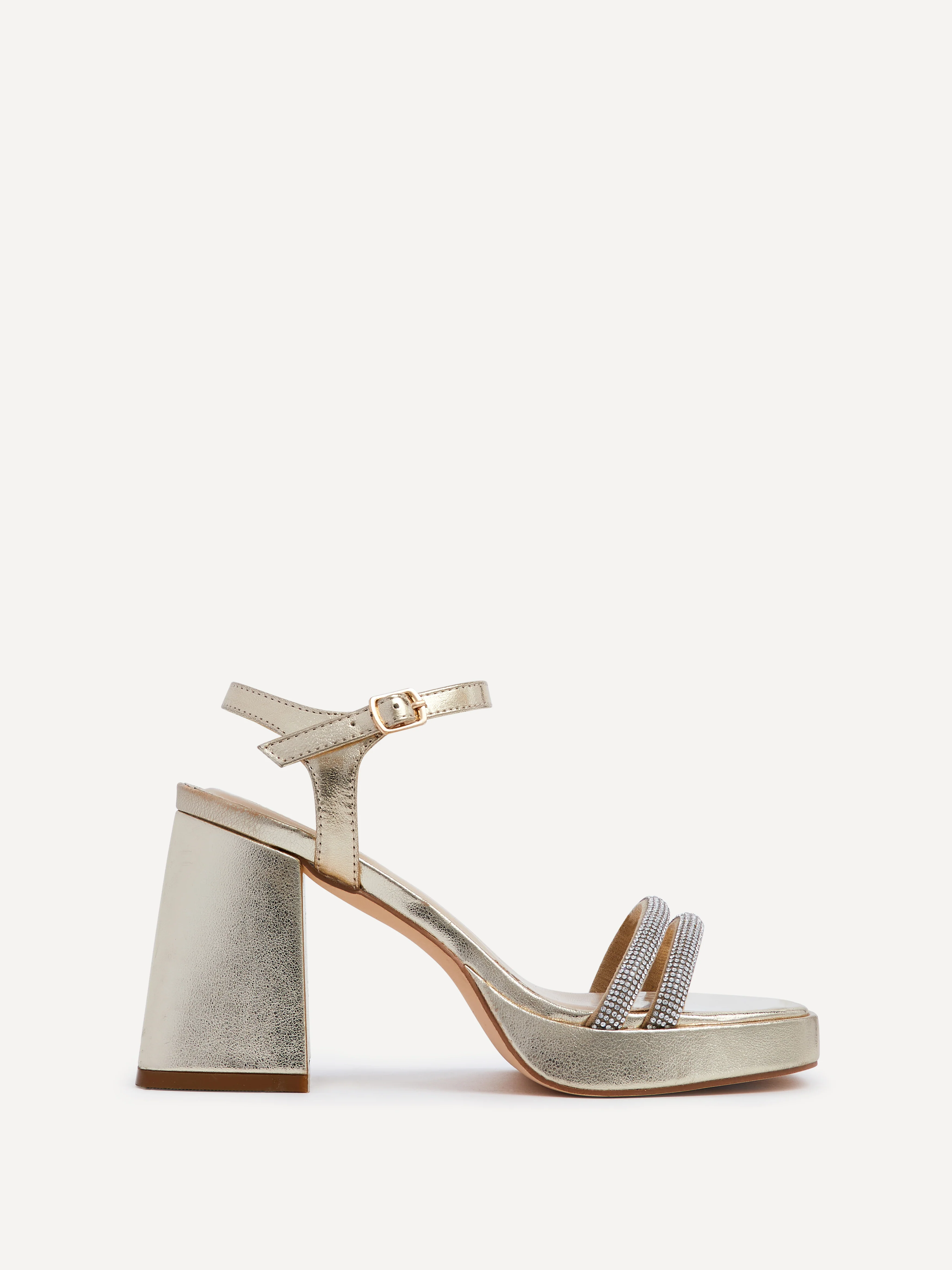 Xandra Gold Diamante Platform Heels - Image 2
