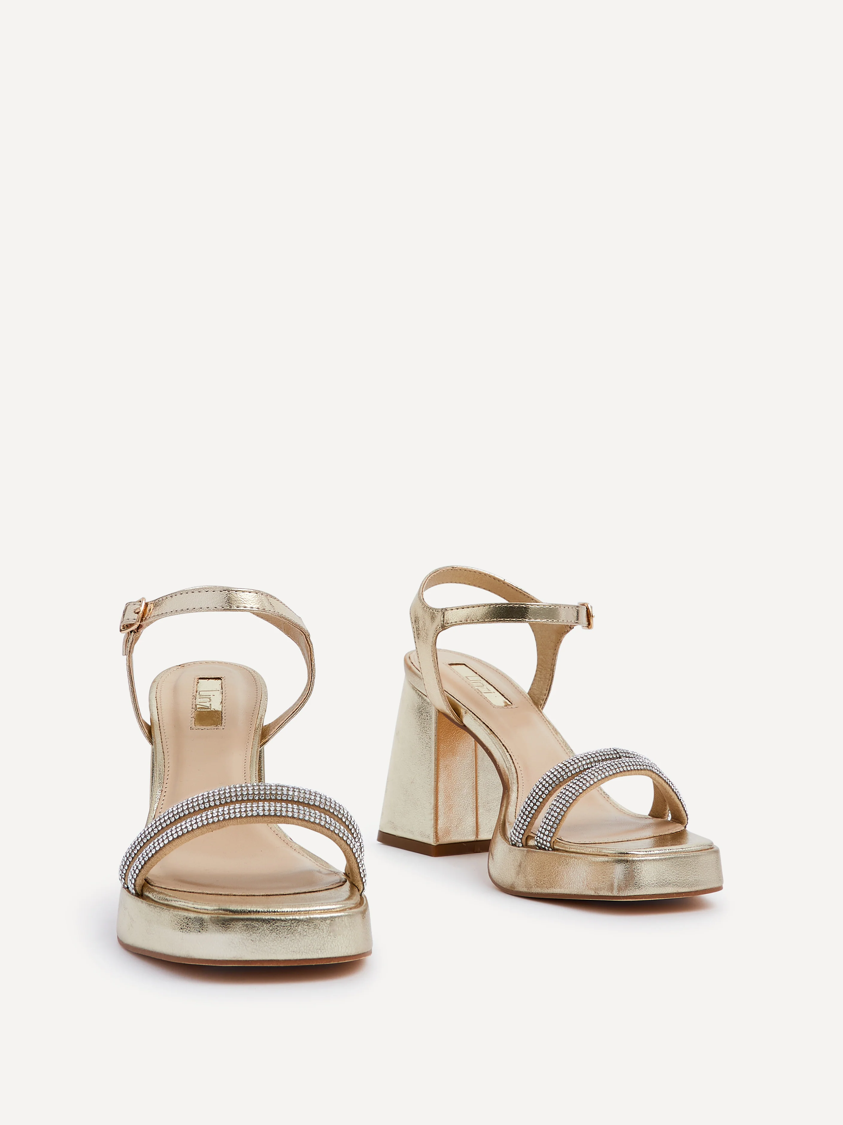 Xandra Gold Diamante Platform Heels - Image 3