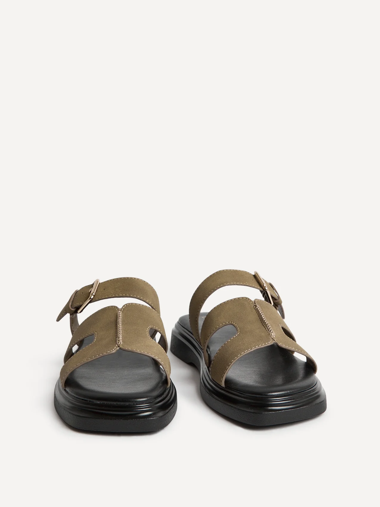Zella Taupe Faux Suede Sandals - Image 3