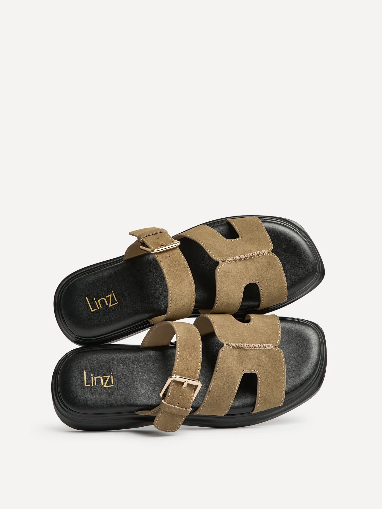 Zella Taupe Faux Suede Sandals - Image 5