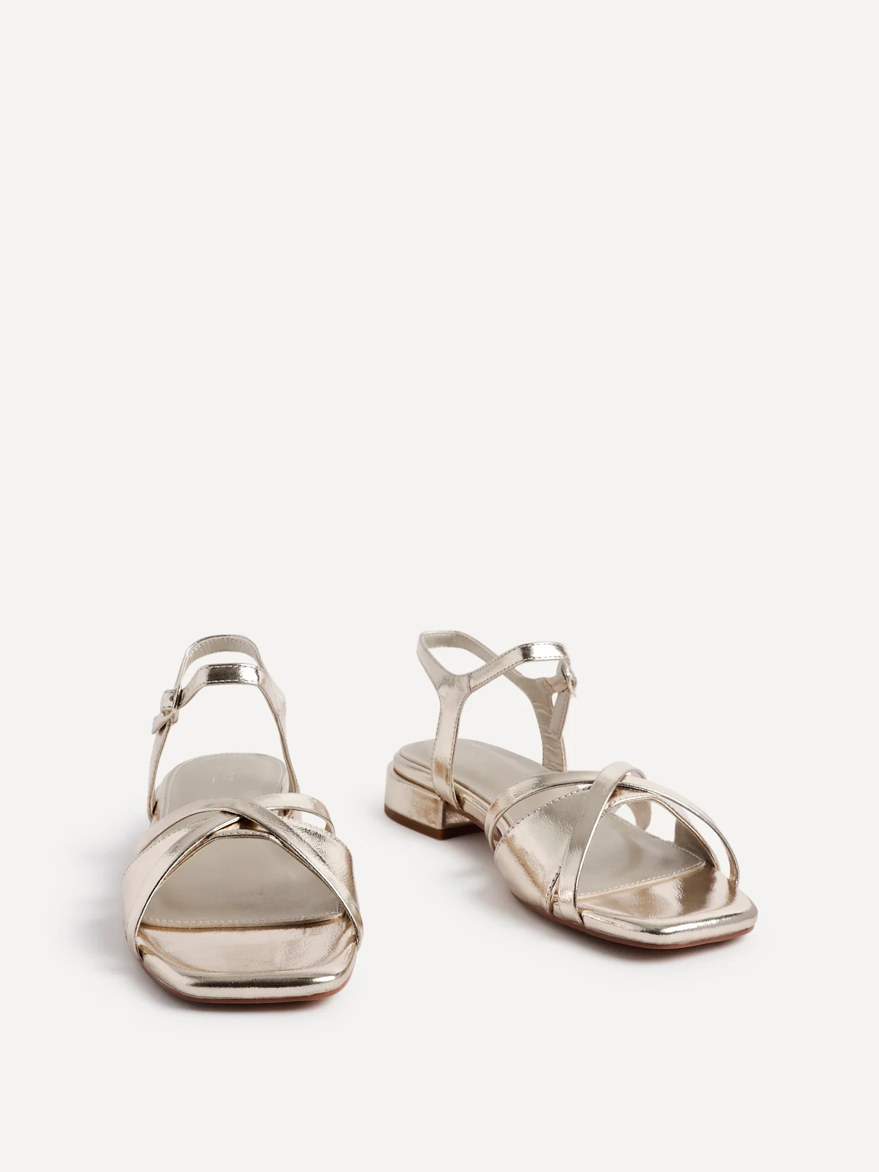 Zenna Gold Strappy Low Sandals - Image 3
