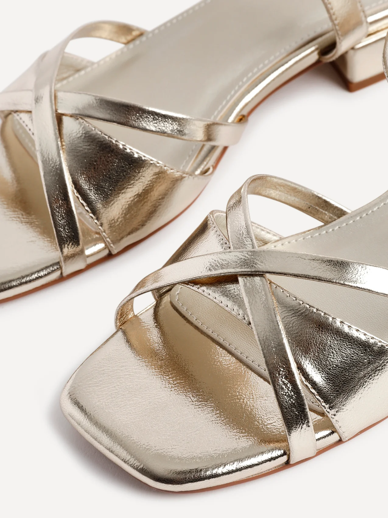 Zenna Gold Strappy Low Sandals - Image 4