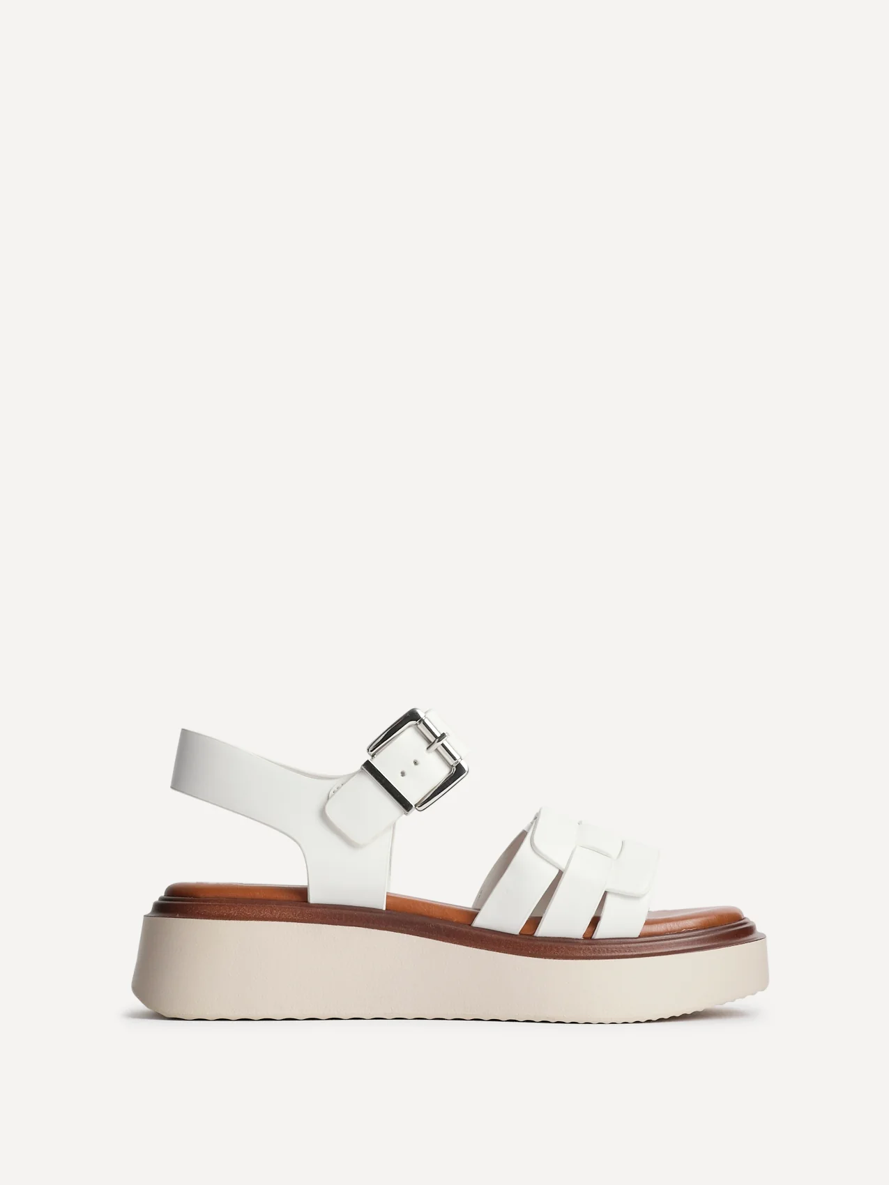 Zuri White Flatform Sandals - Image 2