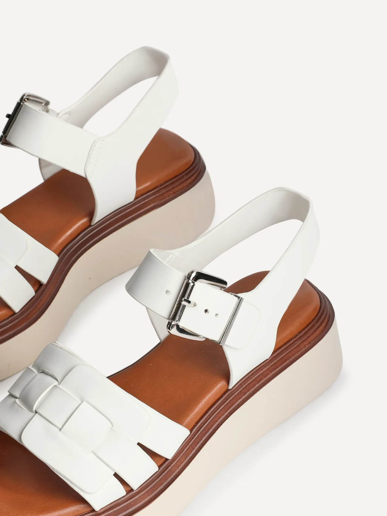 Zuri White Flatform Sandals - Image 5