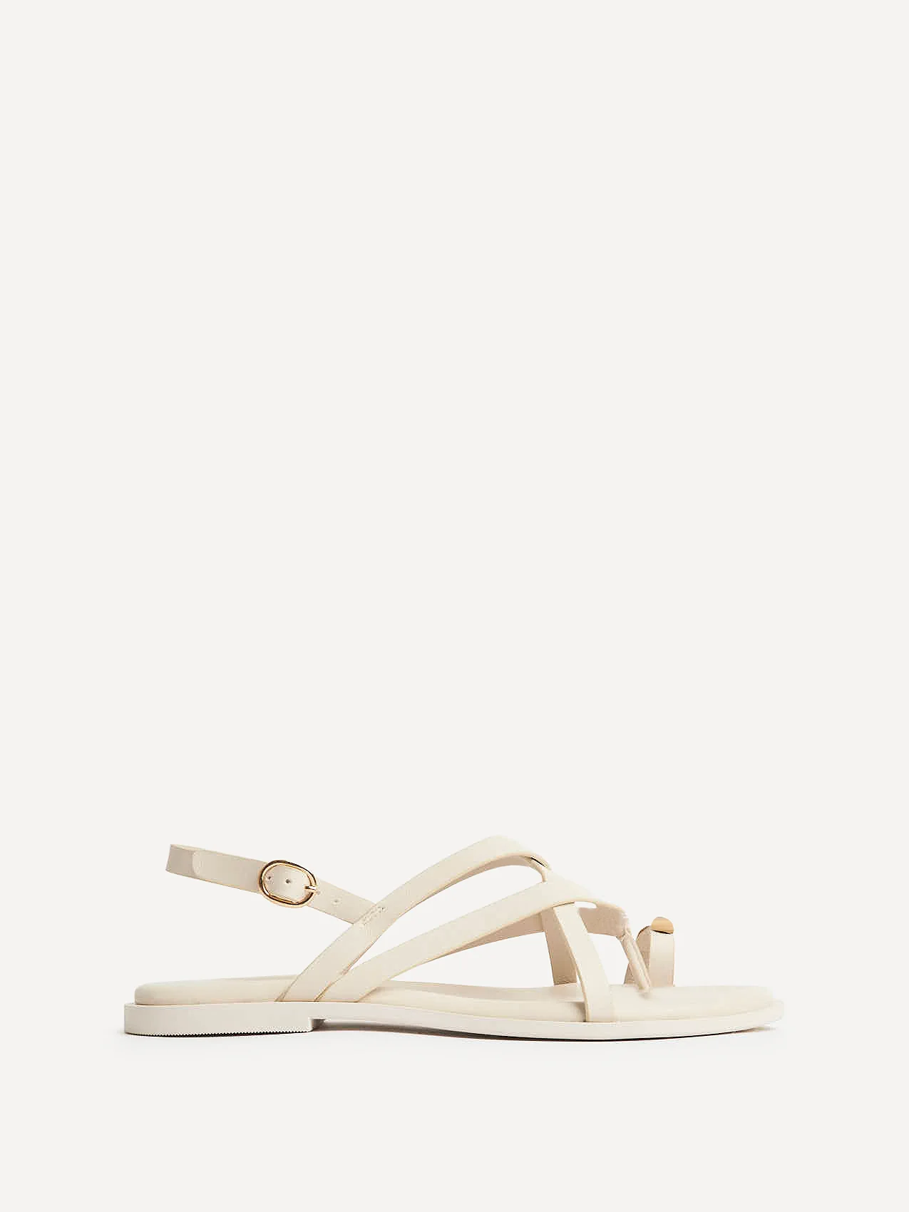 Zyra Ivory Toe Ring Flat Sandals - Image 2