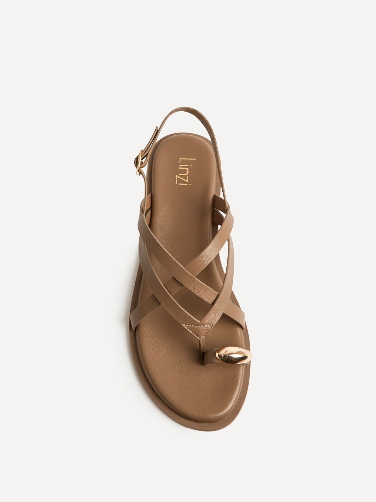Zyra Mocha Toe Ring Flat Sandals - Image 4